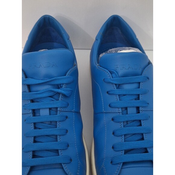 Prada Sport Vitello Leather Golf Sneakers Men\'s Sz 9 Blue Lace Up Designer Golf main image 9